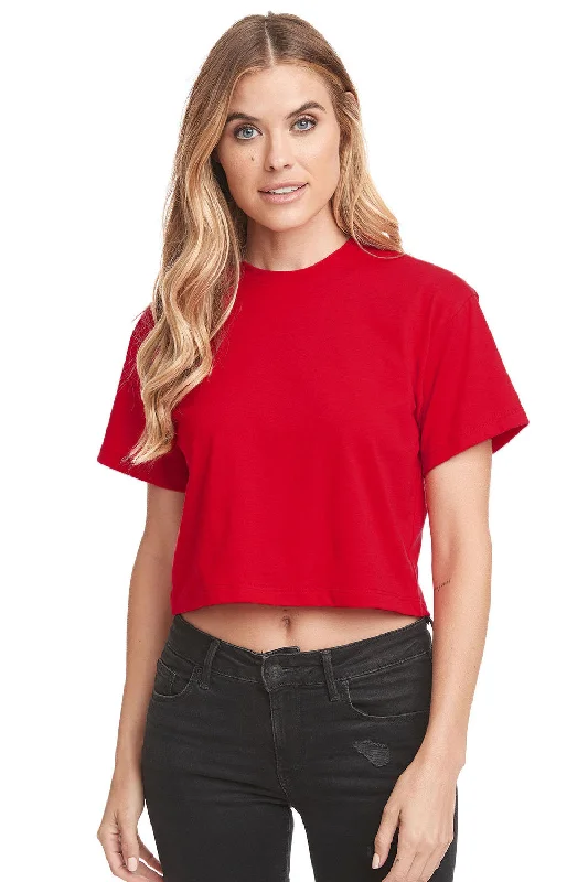 Metallic - threaded women's T - shirt for a touch of glamourNext Level Womens Ideal Crop Short Sleeve Crewneck T-Shirt - Red