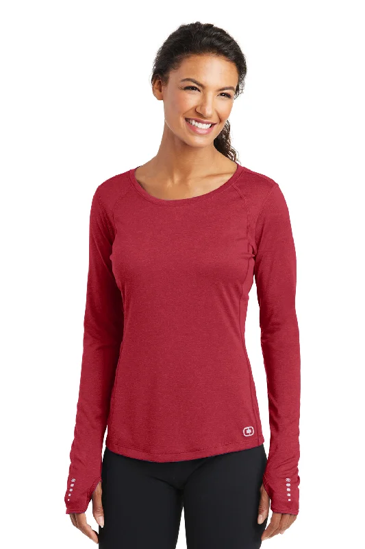 Tie - dye women's T - shirt in unique patternsOgio Womens Endurance Pulse Jersey Moisture Wicking Long Sleeve Crewneck T-Shirt - Ripped Red
