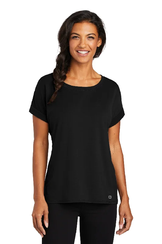 Button - up women's T - shirt in a pastel colorOgio Womens Luuma Jersey Moisture Wicking Short Sleeve Crewneck T-Shirt - Blacktop - Closeout