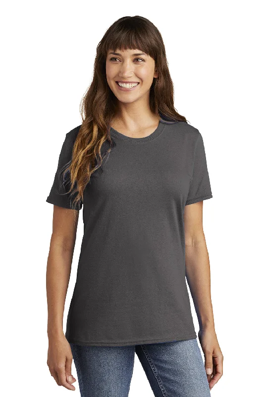 A - line women's T - shirt with a tiered rufflePort & Company Womens Core Short Sleeve Crewneck T-Shirt - Charcoal Grey