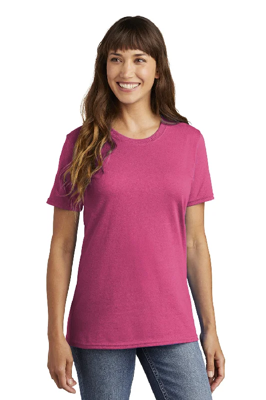 Women's T - shirt with a ribbed cuffs and hemPort & Company Womens Core Short Sleeve Crewneck T-Shirt - Sangria Pink