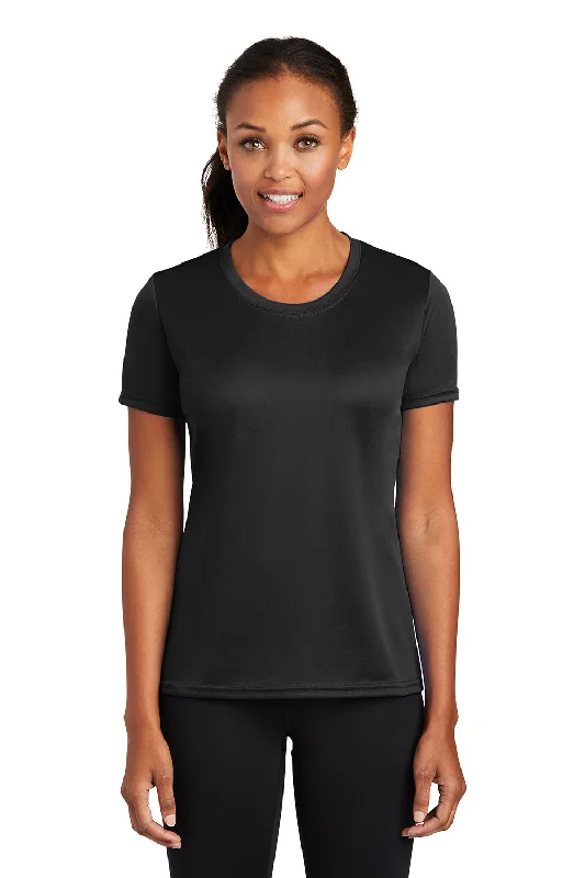 Fuzzy women's T - shirt with a hoodPort & Company Womens Dry Zone Performance Moisture Wicking Short Sleeve Crewneck T-Shirt - Jet Black