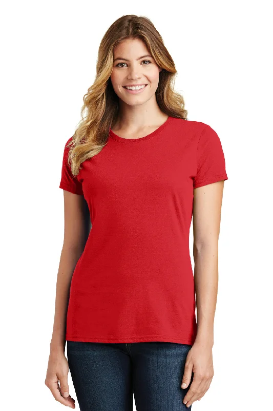 Cropped women's T - shirt with a ruffled hemPort & Company Womens Fan Favorite Short Sleeve Crewneck T-Shirt - Bright Red
