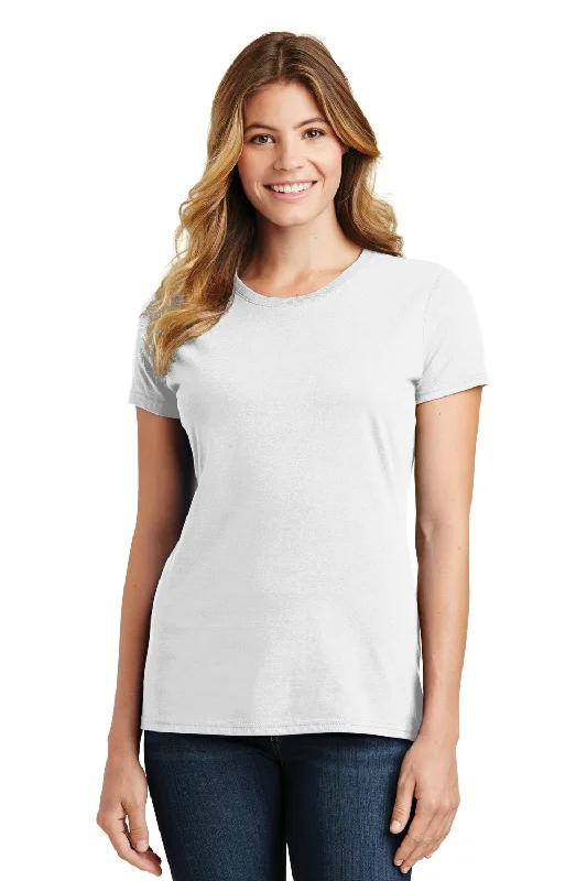 Women's lace - trimmed T - shirt for a delicate lookPort & Company Womens Fan Favorite Short Sleeve Crewneck T-Shirt - White Women's lace - trimmed T - shirt for a delicate lookPort & Company Womens Fan Favorite Short Sleeve Crewneck T-Shirt - White
