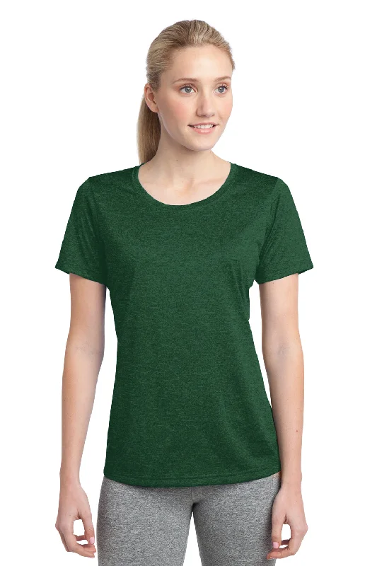 Women's T - shirt with a burnout floral patternSport-Tek Womens Contender Heather Moisture Wicking Short Sleeve Crewneck T-Shirt - Heather Forest Green - Closeout