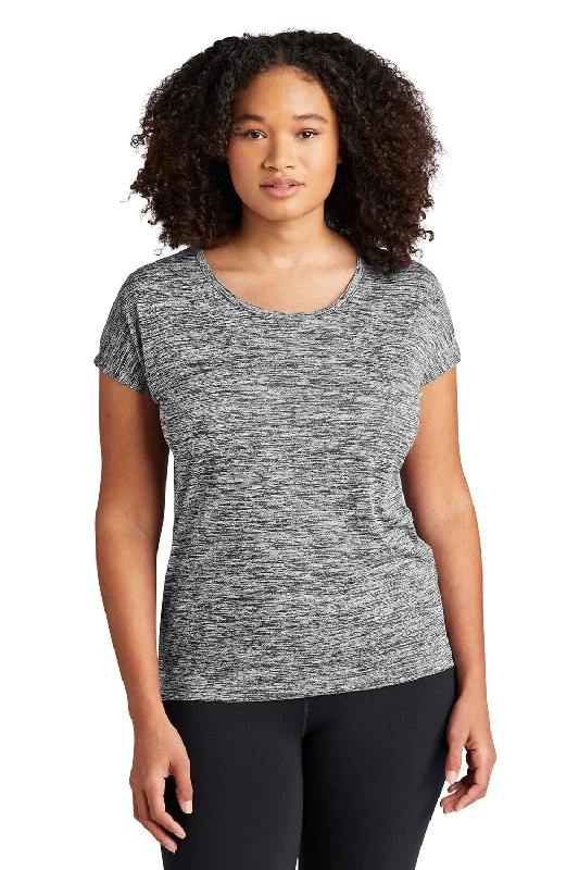 Striped women's T - shirt in bright colorsSport-Tek Womens Electric Heather Moisture Wicking Short Sleeve Crewneck T-Shirt - Black Electric