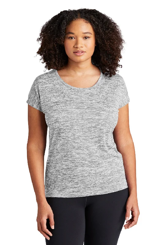 Women's T - shirt with a geometric printSport-Tek Womens Electric Heather Moisture Wicking Short Sleeve Crewneck T-Shirt - Silver Grey