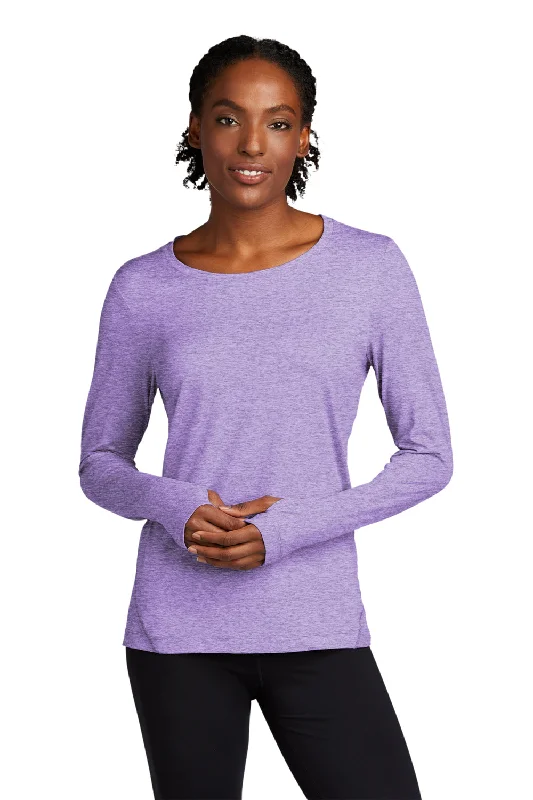 Women's T - shirt with a lace - detailed sleeveSport-Tek Womens Exchange 1.5 Long Sleeve Crewneck T-Shirt - Heather Hyacinth Purple