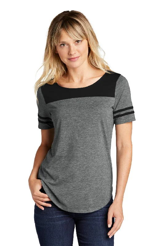 Sleeveless women's athletic T - shirt for workoutsSport-Tek Womens Fan Moisture Wicking Short Sleeve Crewneck T-Shirt - Heather Dark Grey/Black