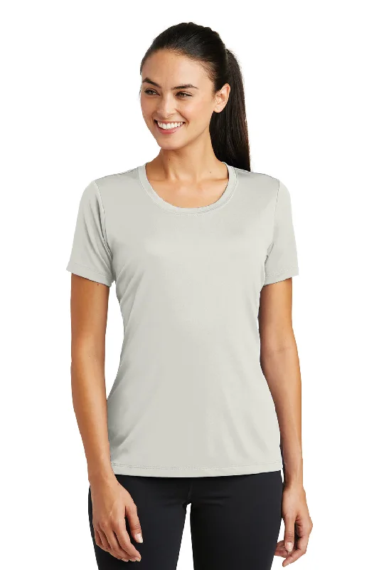 Fitted women's turtleneck T - shirtSport-Tek Womens Tough Moisture Wicking Short Sleeve Crewneck T-Shirt - Silver Grey - Closeout