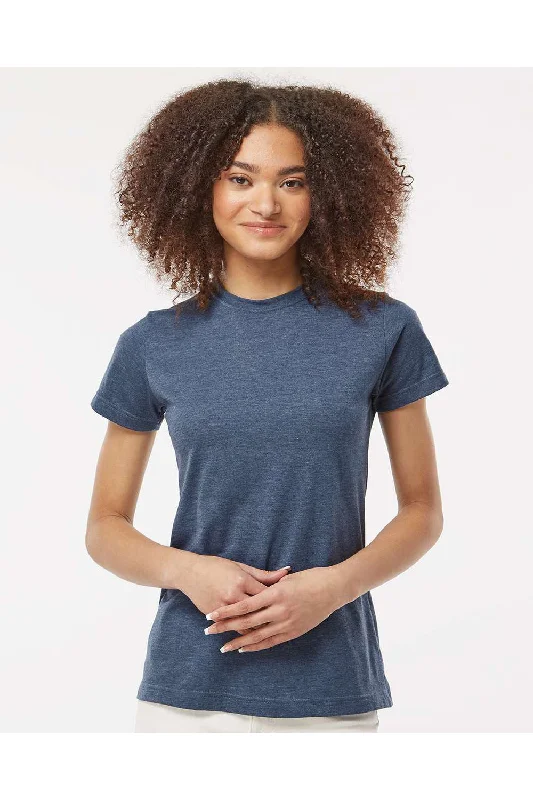 Women's T - shirt with a dropped shoulder for a relaxed fitTultex Womens Fine Jersey Classic Fit Short Sleeve Crewneck T-Shirt - Heather Denim Blue - NEW