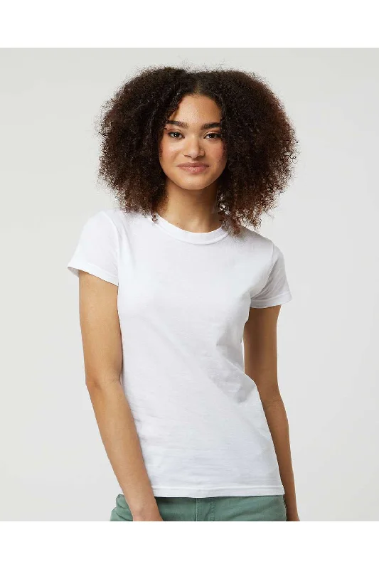 Women's T - shirt with a side slit for added styleTultex Womens Fine Jersey Slim Fit Short Sleeve Crewneck T-Shirt - White - NEW