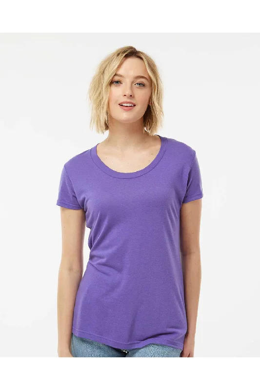 Color - blocked women's T - shirt for a bold statementTultex Womens Short Sleeve Crewneck T-Shirt - Lilac Purple - NEW