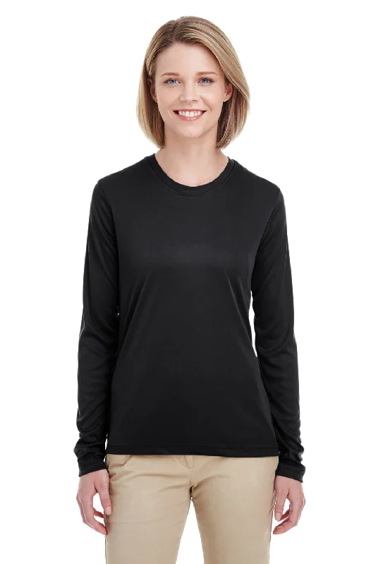Fuzzy women's T - shirt with a fur - like textureUltraClub Womens Cool & Dry Performance Moisture Wicking Long Sleeve Crewneck T-Shirt - Black Fuzzy women's T - shirt with a fur - like textureUltraClub Womens Cool & Dry Performance Moisture Wicking Long Sleeve Crewneck T-Shirt - Black