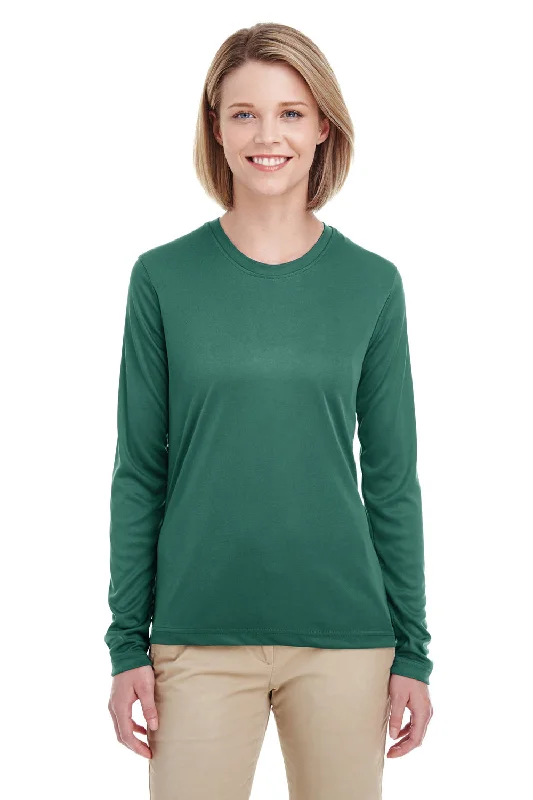 Women's T - shirt with a color - changing effect in different lightsUltraClub Womens Cool & Dry Performance Moisture Wicking Long Sleeve Crewneck T-Shirt - Forest Green Women's T - shirt with a color - changing effect in different lightsUltraClub Womens Cool & Dry Performance Moisture Wicking Long Sleeve Crewneck T-Shirt - Forest Green