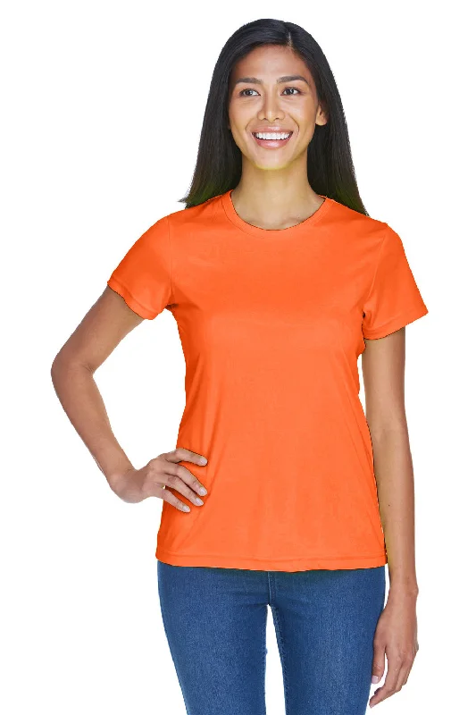 Open - front women's T - shirt with a beltUltraClub Womens Cool & Dry Performance Moisture Wicking Short Sleeve Crewneck T-Shirt - Bright Orange