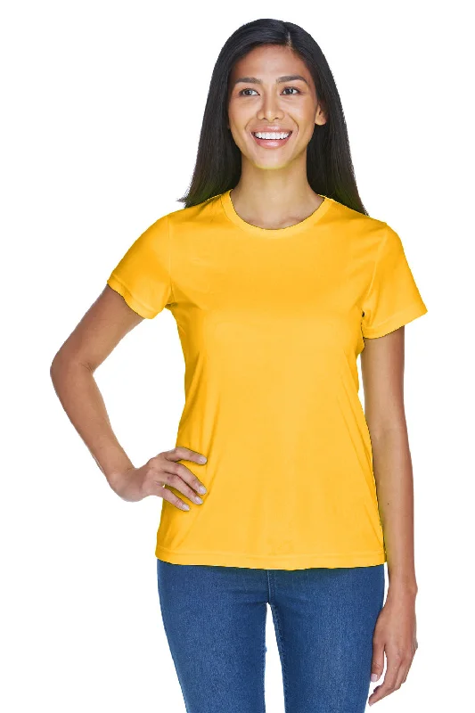 Women's T - shirt with a ribbed cuffs and hemUltraClub Womens Cool & Dry Performance Moisture Wicking Short Sleeve Crewneck T-Shirt - Gold