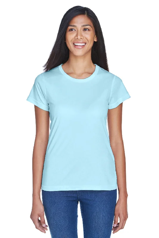 Fitted women's T - shirt with a ruched sideUltraClub Womens Cool & Dry Performance Moisture Wicking Short Sleeve Crewneck T-Shirt - Ice Blue