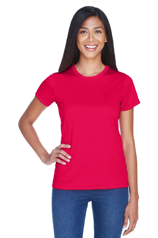 Cropped women's T - shirt with a pom - pom trimUltraClub Womens Cool & Dry Performance Moisture Wicking Short Sleeve Crewneck T-Shirt - Red