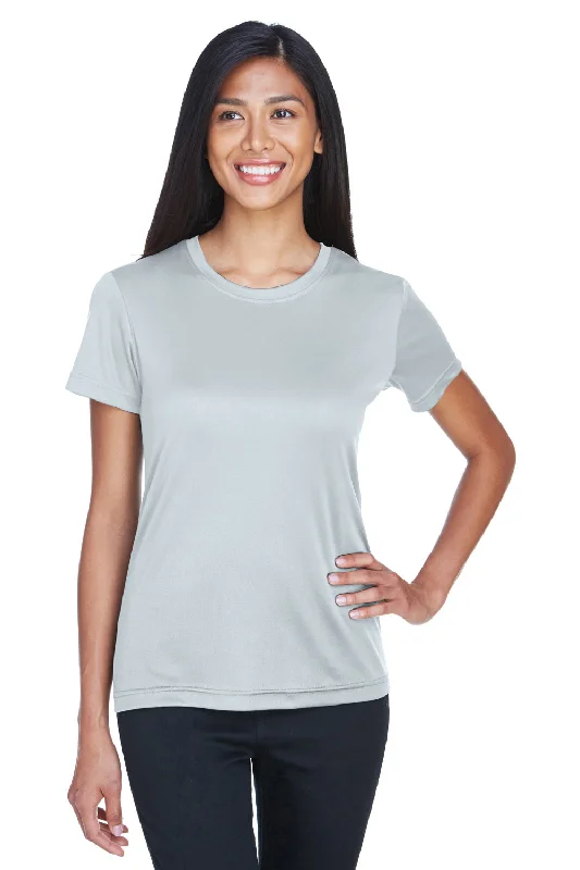 Floral - embroidered women's T - shirtUltraClub Womens Cool & Dry Performance Moisture Wicking Short Sleeve Crewneck T-Shirt - Grey