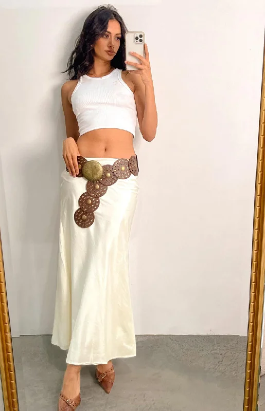 "Off - shoulder dresses for women to show off collarbones"Big Love Cream Maxi Skirt