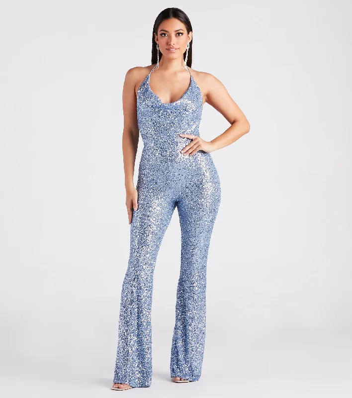 "Polka dot dresses for women with a retro vibe"Dance Floor Diva Sequin Backless Jumpsuit "Polka dot dresses for women with a retro vibe"Dance Floor Diva Sequin Backless Jumpsuit
