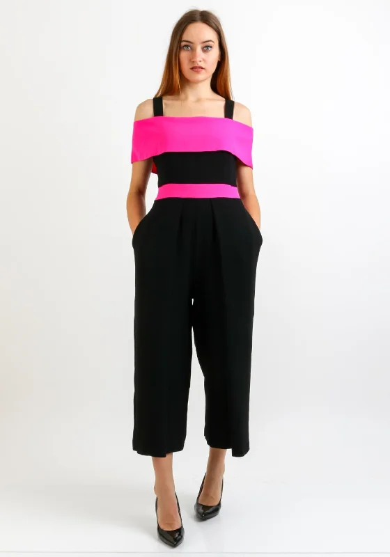 "Animal print dresses for women who love bold styles"Ella Boo Bardot Culotte Jumpsuit, Black & Pink "Animal print dresses for women who love bold styles"Ella Boo Bardot Culotte Jumpsuit, Black & Pink