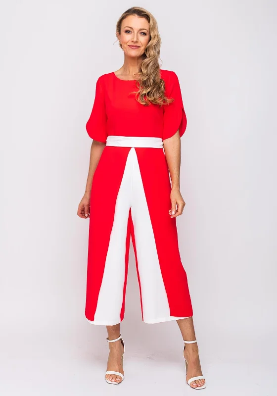 "Bundle and Save: Buy Multiple Women's Dresses and Get a Discount"Ella Boo Contrast Overlay Jumpsuit, Red "Bundle and Save: Buy Multiple Women's Dresses and Get a Discount"Ella Boo Contrast Overlay Jumpsuit, Red