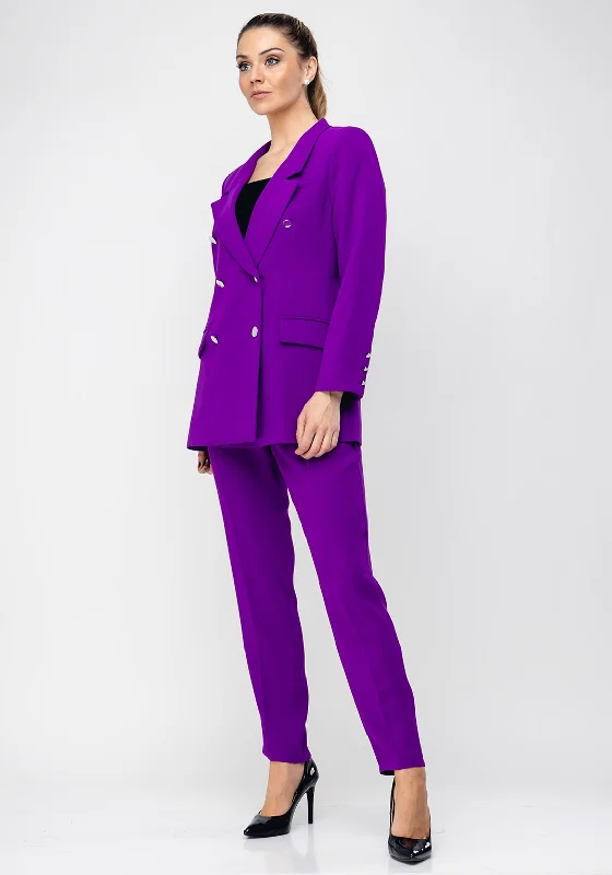 "Affordable plus size women's summer dresses"Ella Boo Double Breasted Trouser Suit, Purple "Affordable plus size women's summer dresses"Ella Boo Double Breasted Trouser Suit, Purple
