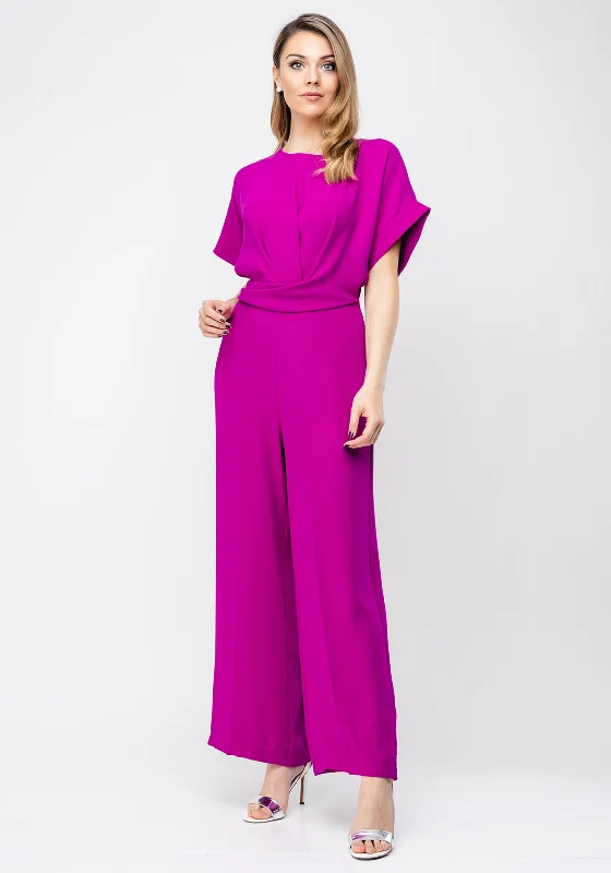 "Work - appropriate dresses for professional women"Ella Boo Drape Bodice Wide Leg Jumpsuit, Fuschia Purple "Work - appropriate dresses for professional women"Ella Boo Drape Bodice Wide Leg Jumpsuit, Fuschia Purple