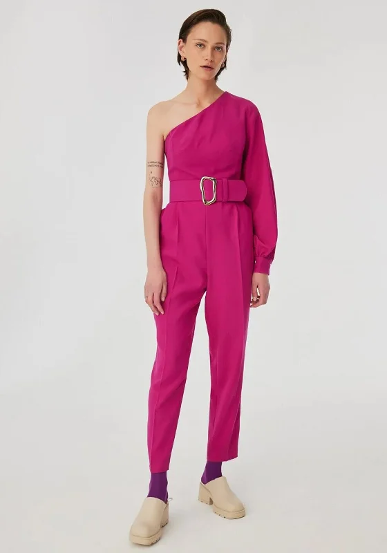 "Elegant wedding guest dresses for women under $100"Exquise One Shoulder Belted Jumpsuit, Fuchsia "Elegant wedding guest dresses for women under $100"Exquise One Shoulder Belted Jumpsuit, Fuchsia