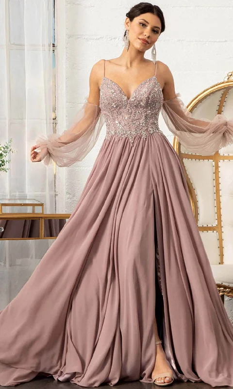 "Work - appropriate dresses for professional women"GLS by Gloria GL3005 - Sleeveless Deep V-neck Long Gown