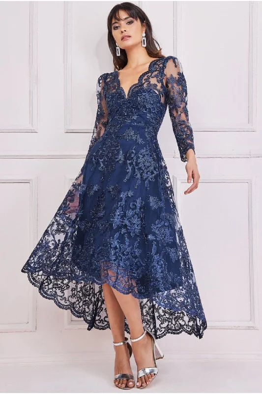 "VIP Sale: Extra 15% Off on Women's Dresses for Our Loyal Customers"Goddiva Scalloped Lace Dipped Hem Midi Dress - Navy "VIP Sale: Extra 15% Off on Women's Dresses for Our Loyal Customers"Goddiva Scalloped Lace Dipped Hem Midi Dress - Navy