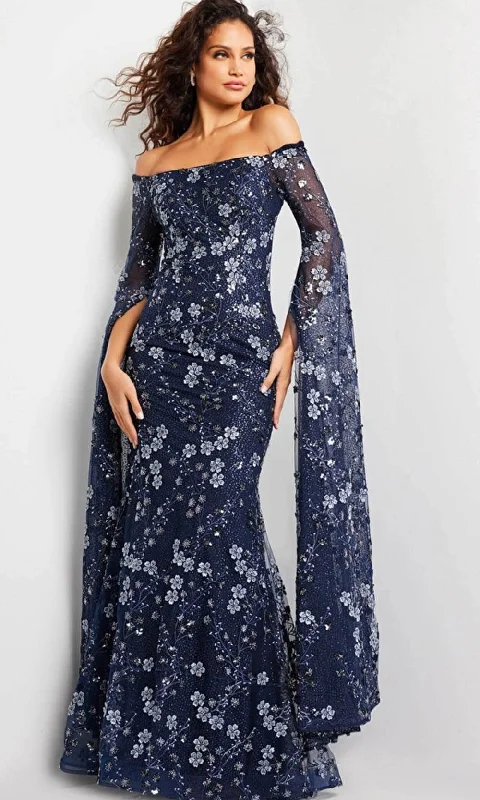 "Animal print dresses for women who love bold styles"Jovani 26330 - Floral Embroidered Cape Long Gown "Animal print dresses for women who love bold styles"Jovani 26330 - Floral Embroidered Cape Long Gown