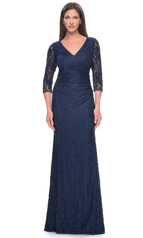 "A - line dresses for women to flatter the figure"La Femme 30379 - V-Neck Lace Formal Dress "A - line dresses for women to flatter the figure"La Femme 30379 - V-Neck Lace Formal Dress