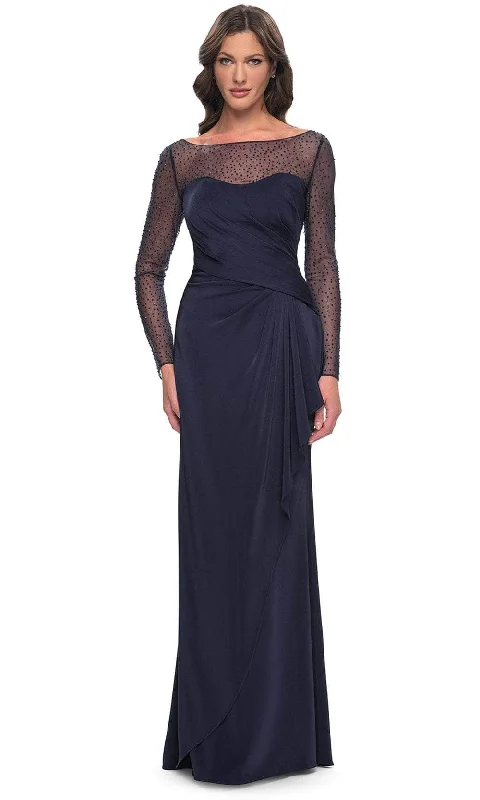 "Buy One, Get One 50% Off on Women's Dresses - Don't Miss Out!"La Femme 30808 - Rhinestone Ruched Formal Dress
