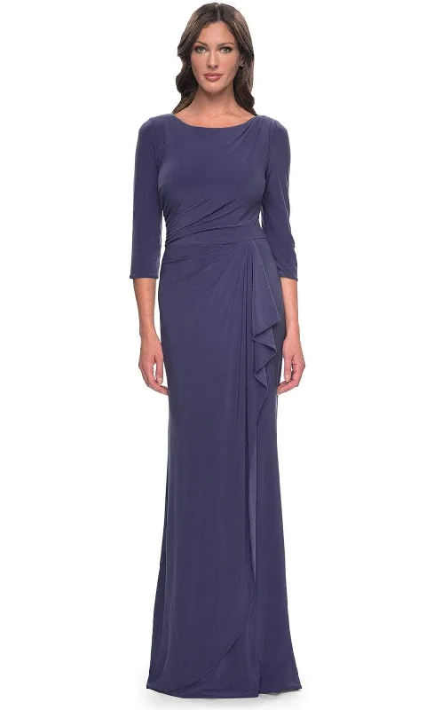 "Long sleeve dresses for women in cold weather"La Femme 30814 - Bateau Neck Jersey Evening Dress "Long sleeve dresses for women in cold weather"La Femme 30814 - Bateau Neck Jersey Evening Dress