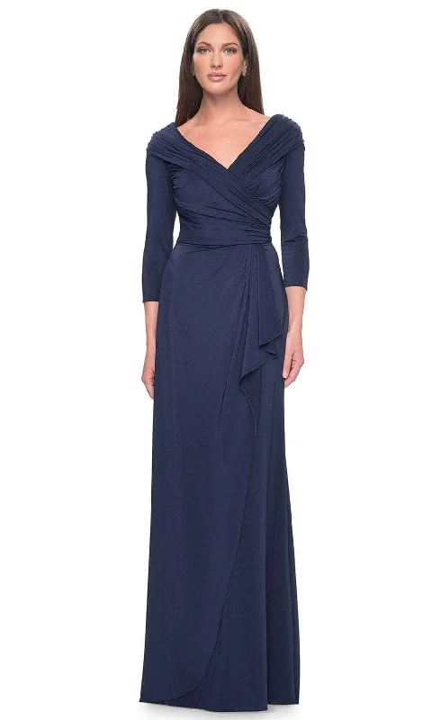 "Plus size formal dresses for women for special events"La Femme 30845 - Ruched Long Sleeve Evening Dress "Plus size formal dresses for women for special events"La Femme 30845 - Ruched Long Sleeve Evening Dress