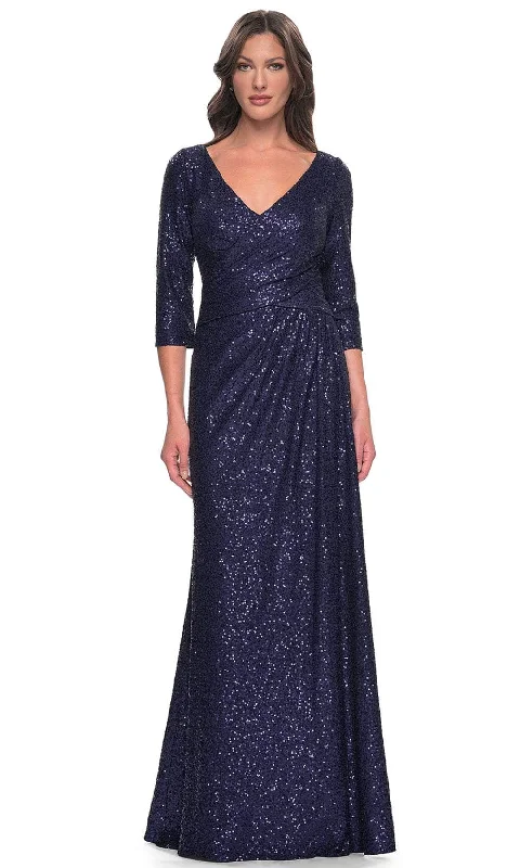 "Wrap dresses for women for an adjustable fit"La Femme 30879 - Sequin A-Line Formal Dress