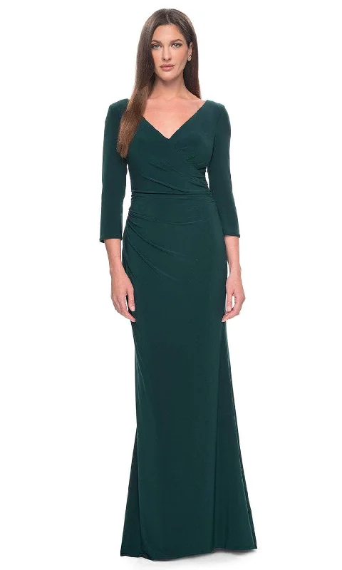 "Pleated dresses for women with a graceful movement"La Femme 31020 - Wrap Style Evening Dress "Pleated dresses for women with a graceful movement"La Femme 31020 - Wrap Style Evening Dress