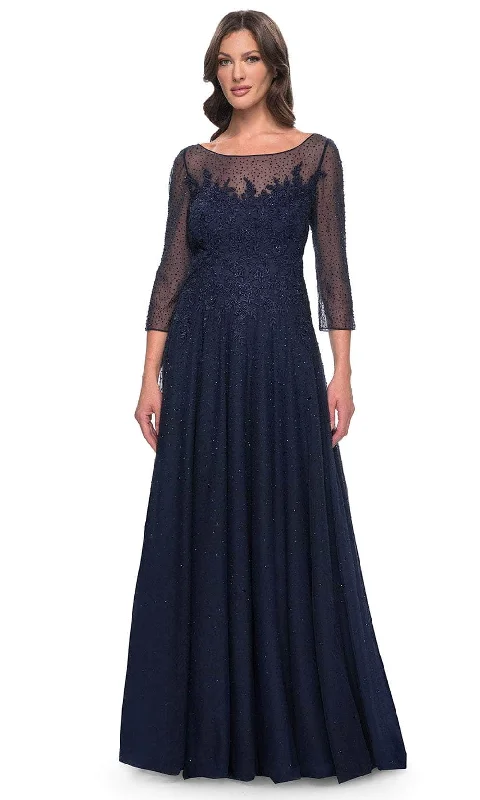 "Beaded dresses for women for a glamorous look"La Femme 31235 - Embroidered Embellished A-line Evening Gown