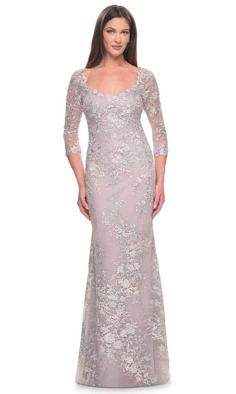"Pleated dresses for women with a graceful movement"La Femme 31804 - Embroidered Scoop Neck Evening Dress
