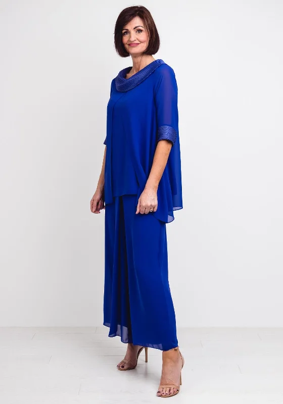 "Denim dresses for women for a casual and cool style"Lizabella Chiffon Top & Trousers Outfit, Royal Blue