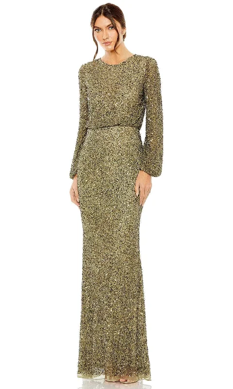 "Animal print dresses for women who love bold styles"Mac Duggal 10044 - Bishop Sleeve Beaded Evening Gown