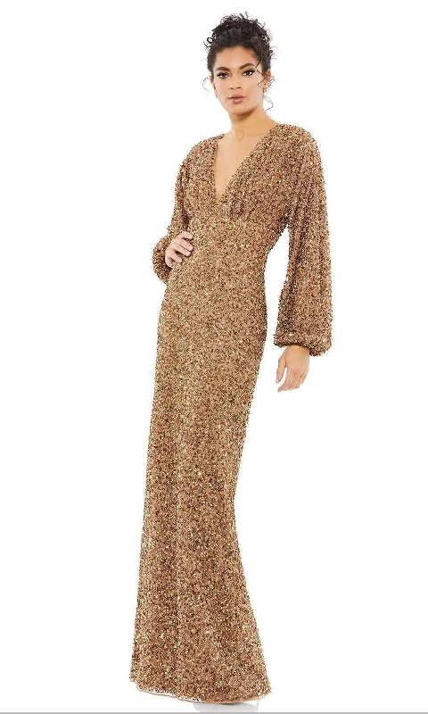 "Petite women's dresses with flattering fits"Mac Duggal - 10791 Bishop Sleeve Sequin Gown