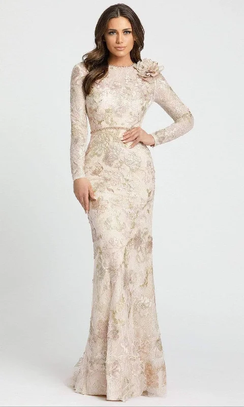 "Chiffon dresses for women with a flowy and light feel"Mac Duggal - 11174 Long Sleeve Floral Mother of the Groom Gown