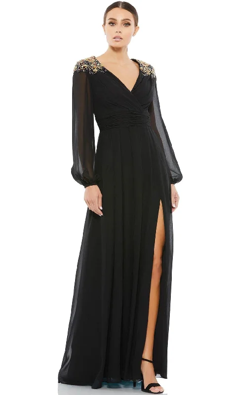 "Lace dresses for women for a romantic and elegant look"Mac Duggal 55694 - Bishop Sleeve A-Line Evening Gown | Couture Candy