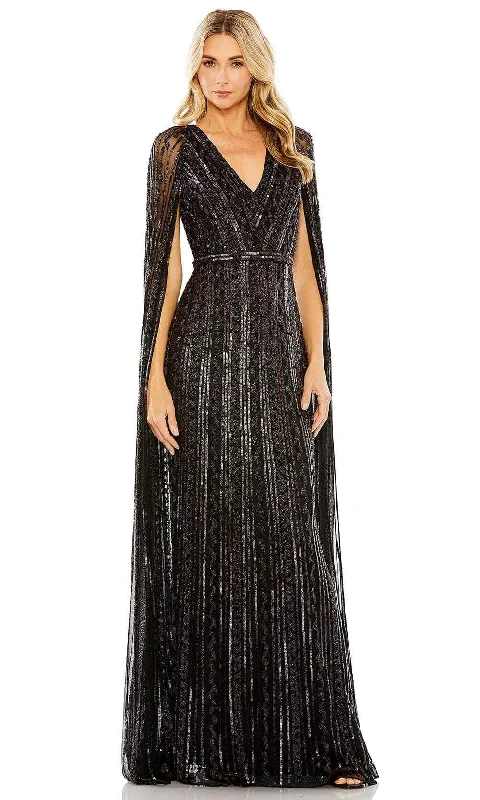 "Polka dot dresses for women with a retro vibe"Mac Duggal 5915 - Cape Sleeve Beaded Evening Dress "Polka dot dresses for women with a retro vibe"Mac Duggal 5915 - Cape Sleeve Beaded Evening Dress
