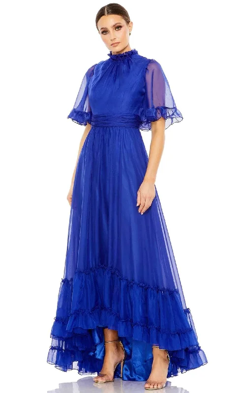 "Elegant wedding guest dresses for women under $100"Mac Duggal 68229 - High Neck Short Flatter Sleeve Prom Dress