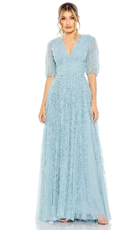 "Plus size formal dresses for women for special events"Mac Duggal 8050 - Puff Sleeve A-Line Mother of the Groom Formal Dress